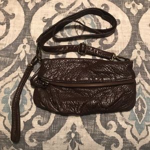 Brown Mossimo cross body foldover faux leather bag
